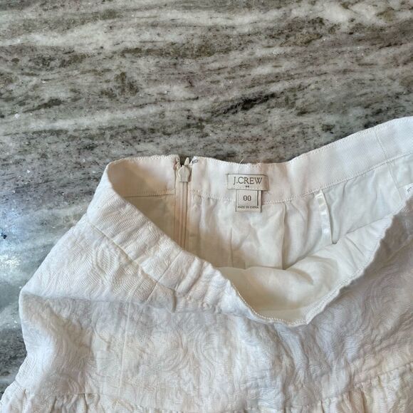 J.Crew Womens Size 00 Matelasse' Drop Waist Textured Cream Ivory Mini Skirt - Picture 5 of 6